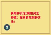 襄阳种灵芝(襄阳灵芝种植：探索有效制种方法)