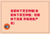 龙岩林下灵芝种植(龙岩林下灵芝种植：挖掘林下资源 开拓绿色产业)