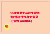 楚雄州灵芝盆栽免费咨询(楚雄州推出免费灵芝盆栽咨询服务)