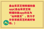 盘山采灵芝视频播放器app(盘山采灵芝视频播放器app改名为“山林菌王”，致力于分享采摘灵芝的美好体验。)