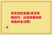 养灵芝的流程(灵芝养殖技巧：从培养菌种到成品的全过程)