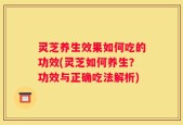 灵芝养生效果如何吃的功效(灵芝如何养生？功效与正确吃法解析)