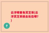 云浮哪里有灵芝采(云浮灵芝采摘去处在哪？)
