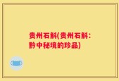 贵州石斛(贵州石斛：黔中秘境的珍品)
