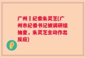 广州巿纪委朱灵芝(广州市纪委书记被调研组抽查，朱灵芝主动作出反应)