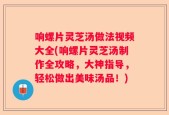 响螺片灵芝汤做法视频大全(响螺片灵芝汤制作全攻略，大神指导，轻松做出美味汤品！)
