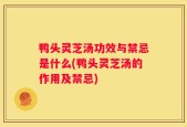 鸭头灵芝汤功效与禁忌是什么(鸭头灵芝汤的作用及禁忌)