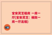 宝安灵芝租房 一房一厅(宝安灵芝：精致一房一厅出租)