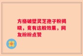 方格破壁灵芝孢子粉揭晓，竟有这般效果，网友纷纷点赞