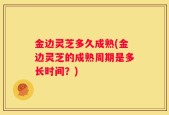 金边灵芝多久成熟(金边灵芝的成熟周期是多长时间？)