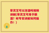 草灵芝可以泡酒吗视频讲解(草灵芝可用于酿酒？听专家讲解如何操作！)