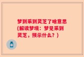 梦到采到灵芝了啥意思(解读梦境：梦见采到灵芝，预示什么？)