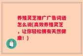 养殖灵芝推广广告词语怎么说(高效养殖灵芝，让你轻松拥有天然健康！)