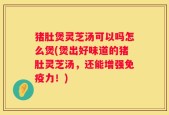 猪肚煲灵芝汤可以吗怎么煲(煲出好味道的猪肚灵芝汤，还能增强免疫力！)