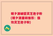 朝夕源破壁灵芝孢子粉(朝夕源重磅推荐：强效灵芝孢子粉)
