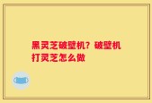 黑灵芝破壁机？破壁机打灵芝怎么做