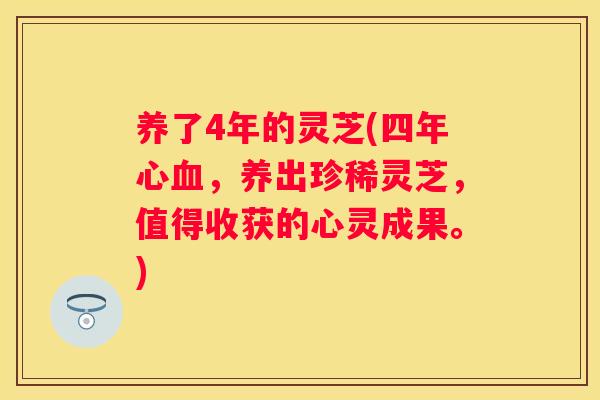养了4年的灵芝(四年心，养出珍稀灵芝，值得收获的心灵成果。)