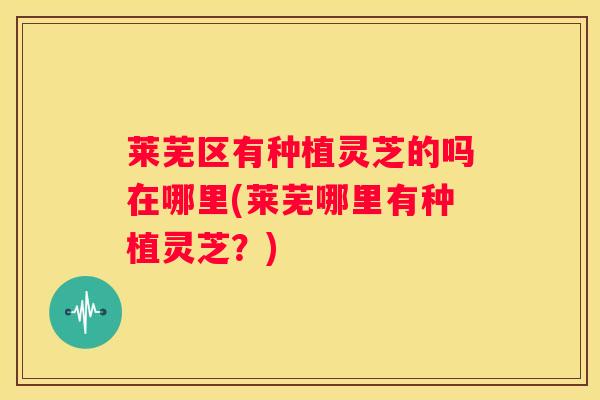 莱芜区有种植灵芝的吗在哪里(莱芜哪里有种植灵芝？)