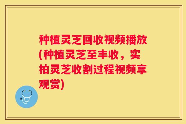 种植灵芝回收视频播放(种植灵芝至丰收，实拍灵芝收割过程视频享观赏)