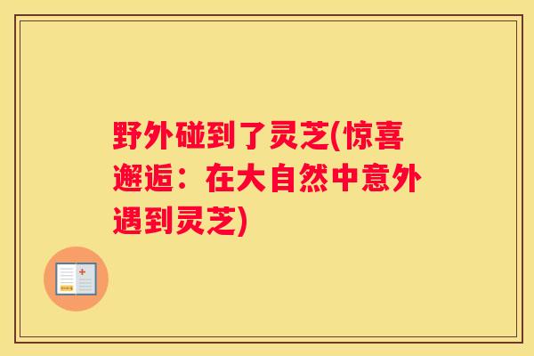野外碰到了灵芝(惊喜邂逅:在大自然中意外遇到灵芝) 野外碰到了灵芝(惊喜邂逅:在大自然中意外遇到灵芝)