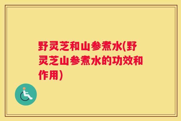 野灵芝和山参煮水(野灵芝山参煮水的功效和作用)