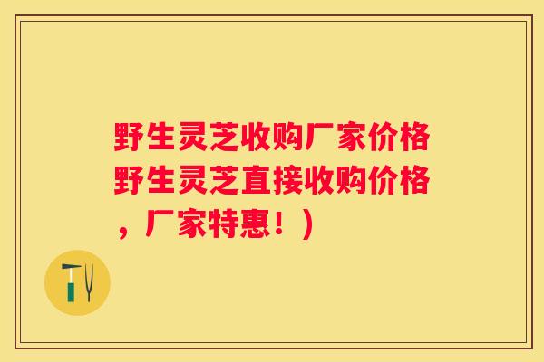 野生灵芝收购厂家价格野生灵芝直接收购价格，厂家特惠！)