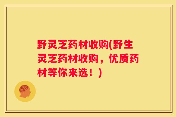 野灵芝药材收购(野生灵芝药材收购，优质药材等你来选！)