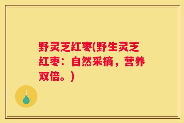 野灵芝红枣(野生灵芝红枣：自然采摘，营养双倍。)