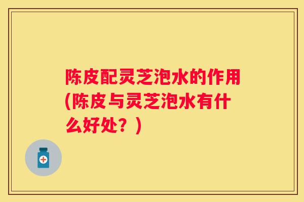 陈皮配灵芝泡水的作用(陈皮与灵芝泡水有什么好处？)