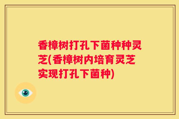 香樟树打孔下菌种种灵芝(香樟树内培育灵芝实现打孔下菌种)