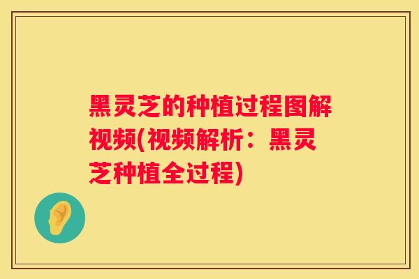 黑灵芝的种植过程图解视频(视频解析：黑灵芝种植全过程)
