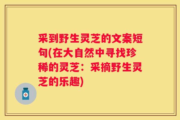 采到野生灵芝的文案短句(在大自然中寻找珍稀的灵芝：采摘野生灵芝的乐趣)