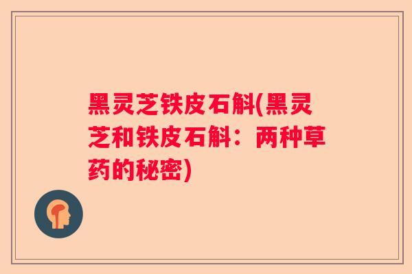 黑灵芝铁皮石斛(黑灵芝和铁皮石斛:两种草药的秘密) 黑灵芝铁皮石斛(黑灵芝和铁皮石斛:两种草药的秘密)