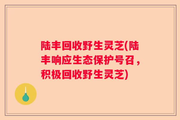 陆丰回收野生灵芝(陆丰响应生态保护号召，积极回收野生灵芝)