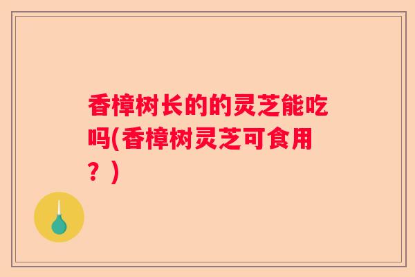 香樟树长的的灵芝能吃吗(香樟树灵芝可食用？)