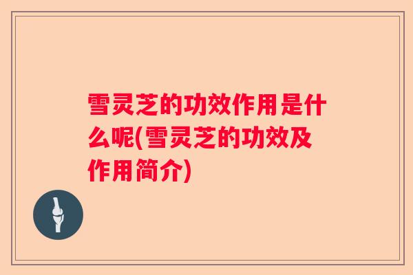 雪灵芝的功效作用是什么呢(雪灵芝的功效及作用简介)