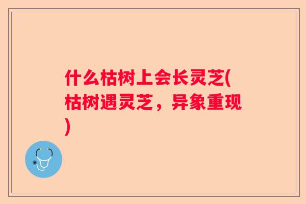 什么枯树上会长灵芝(枯树遇灵芝,异象重现) 什么枯树上会长灵芝(枯树遇灵芝,异象重现)