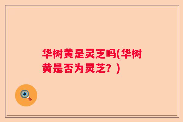 华树黄是灵芝吗(华树黄是否为灵芝?) 华树黄是灵芝吗(华树黄是否为灵芝?)