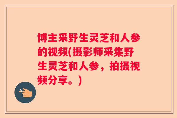 博主采野生灵芝和人参的视频(摄影师采集野生灵芝和人参，拍摄视频分享。)