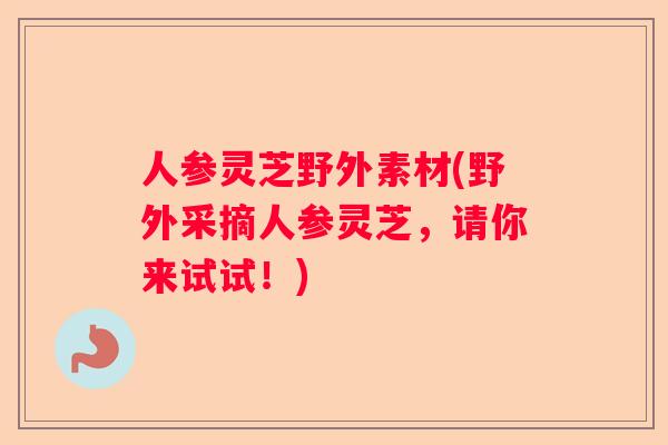 人参灵芝野外素材(野外采摘人参灵芝，请你来试试！)