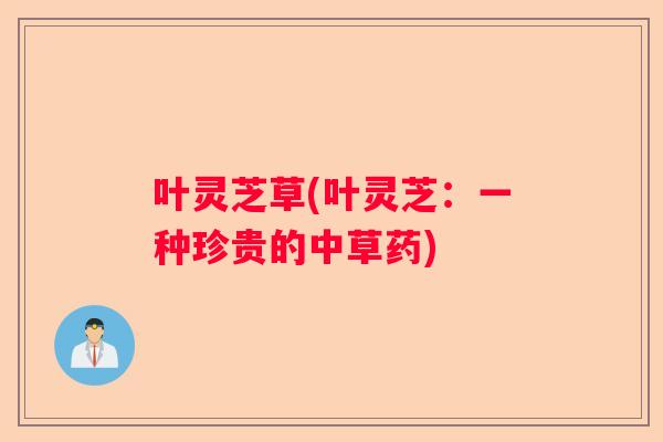 叶灵芝草(叶灵芝：一种珍贵的中草药)