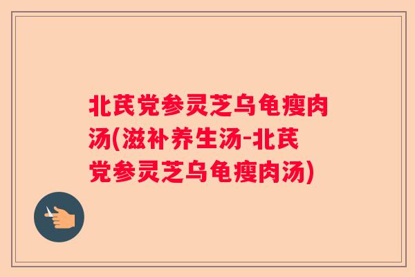 北芪党参灵芝乌龟瘦肉汤(滋补养生汤-北芪党参灵芝乌龟瘦肉汤)