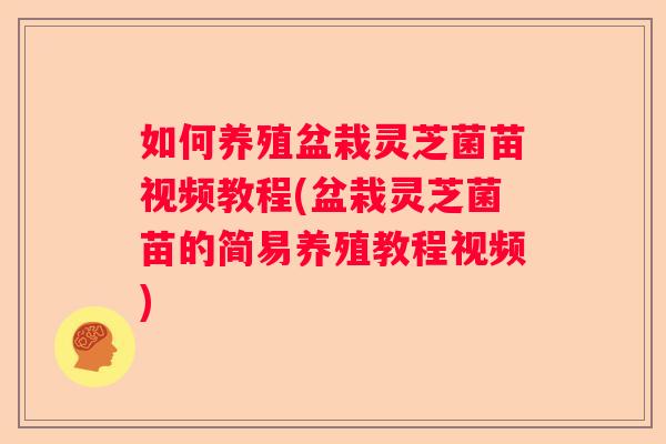 如何养殖盆栽灵芝菌苗视频教程(盆栽灵芝菌苗的简易养殖教程视频)