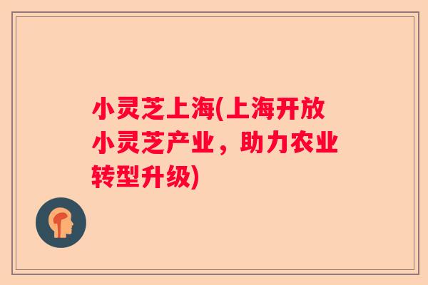 小灵芝上海(上海开放小灵芝产业，助力农业转型升级)
