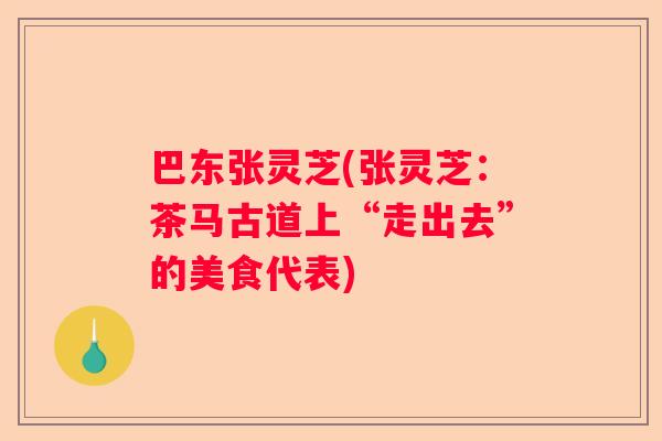 巴东张灵芝(张灵芝：茶马古道上“走出去”的美食代表)