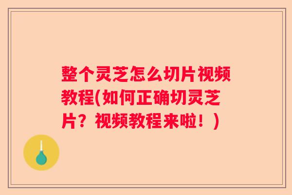 整个灵芝怎么切片视频教程(如何正确切灵芝片？视频教程来啦！)