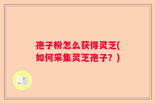 孢子粉怎么获得灵芝(如何采集灵芝孢子？)