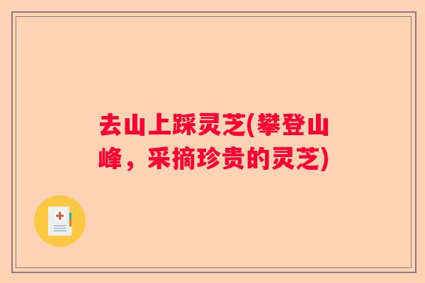 去山上踩灵芝(攀登山峰，采摘珍贵的灵芝)