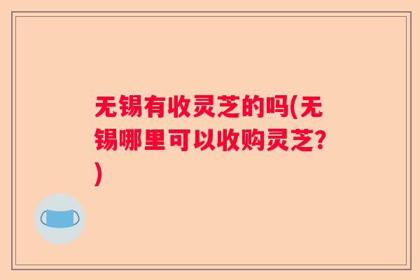 无锡有收灵芝的吗(无锡哪里可以收购灵芝？)