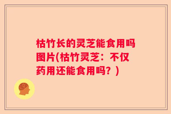 枯竹长的灵芝能食用吗图片(枯竹灵芝:不仅药用还能食用吗?) 枯竹长的灵芝能食用吗图片(枯竹灵芝:不仅药用还能食用吗?)